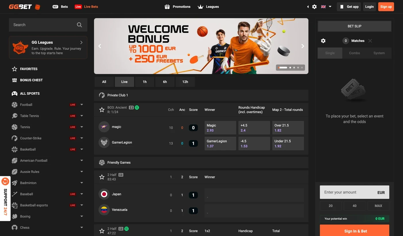 GGBET live betting