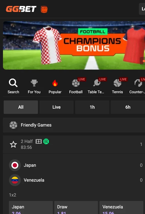 The GGBET application on a phone
